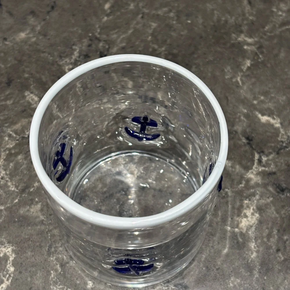 ❗️Crate & Barrel Nautical Anchor Design Glass Tumbler